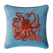Chhatwal & Jonsson Embroidered Octopus pudebetræk 50x50 cm Heaven blue...