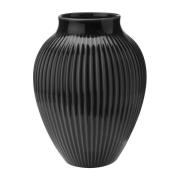 Knabstrup Keramik Knabstrup vase riflet 20 cm Sort