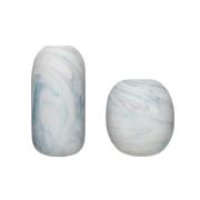 Hübsch Hübsch vase 2-pak 15x17 cm Marmor-hvid-blå