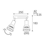 Azali loftlampe 1548.E27, 2 lkld antik messing