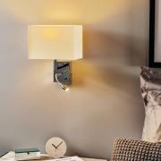 Hotel LED-væglampe, hvid, tekstil, 2-lys, LED-læselampe