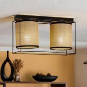 Loftlampe Tubo, tekstilskærm, beige, 2 lyskilder