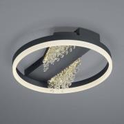 LED-loftslampe Dunja med krystallook sort