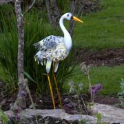LED-solcellelampe Heron som en hejre figur