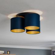 Loftlampe Soho cylindrisk, 3fl blå/guld