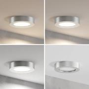 Prios LED-loftlampe Edwina, sølv, 18 cm, CCT, IP44