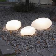 LED-solcellelampe Globy i stenform, længde 26,5 cm
