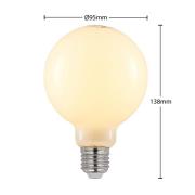 LED-pære E27 8W 2.700K G95 Globe, dæmpbar, opal