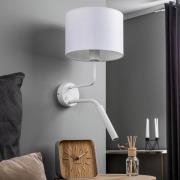Hotel Plus-væglampe med læselampe, hvid