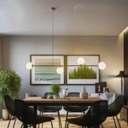 Hængelampe Alison sort/hvid, 4 lyskilder, bjælke, 154 cm