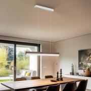 Quitani LED-hængelampe Keijo, nikkel/nød, 83 cm