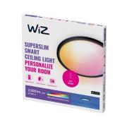 WiZ SuperSlim LED-loftslampe RGBW Ø42cm sort