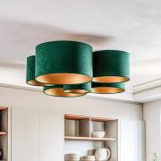 Euluna Lodge loftlampe, grøn/guld, 6 lyskilder