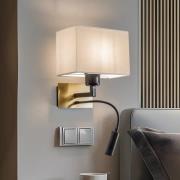 Væglampe Harry, kantet, messing/sort/hvid