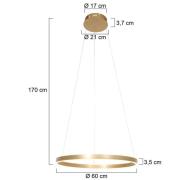 LED-hængelampe Ringlux, Ø 60 cm guld, 2 lk, guld