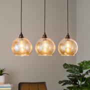 Hængelampe guld 022 3 lyskilder lineært glas Ø20cm