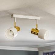 Loftspot Destin, 2 lyskilder, hvid/messing