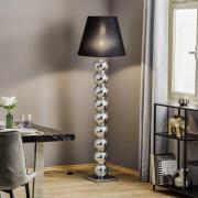 Tekstil gulvlampe Fulda, skærm sort, fod krom