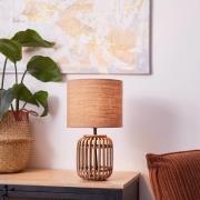 Woodrow bordlampe af bambus med stofskærm