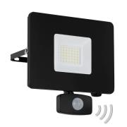 Faedo 3 udendørs LED-spot med sensor, sort, 30 W