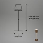 Kiki LED-bordlampe, brun/guld, IP44, 3.000K