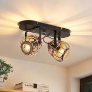 Lindby loftspot Bominio, 36 cm, 2 lyskilder, træ, rattan