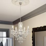 Lindby lysekrone Merida, krom, metal, 5 lyskilder, Ø 52 cm