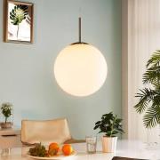 Lindby hængelampe Marike, Ø 30 cm, hvid, glas, kugle, E27