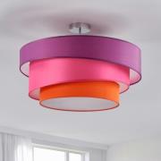 Trefarvet loftslampe Melia, violet og pink
