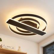 Lucande Linetti LED-loftlampe, rund, sort