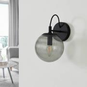 Lucande Sotiana væglampe, glaskugle, sort