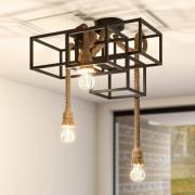 Lucande loftlampe Andrik, 44 cm, 3 lyskilder, hampereb, metal