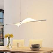 Lucande LED-pendellampe Edano, 122 cm, hvid, tekstil, dæmpbar
