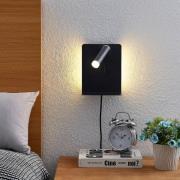 Lucande Zavi LED-vægspot med hylde, USB, sort