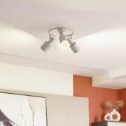 Lindby loftspot Ovelia, beige, 3 lyskilder, metal, E27