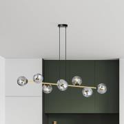 Hængelampe Glassy, 8 lyskilder, sort/guld/grafit