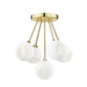 Loftslampe Ballroom Molecule, hvid, glas, 5 lyskilder
