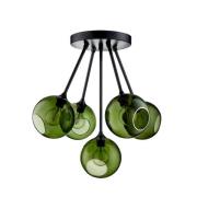 Loftlampe Ballroom Molecule, grøn, glas, 5 lyskilder