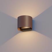 Calex udendørs LED-væglampe oval, op/ned, højde 10 cm, rustbrun