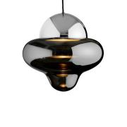 LED-hængelampe Nutty XL, røggrå/kromfarvet, Ø 30 cm