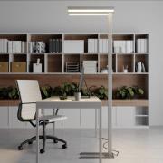 Arcchio LED-gulvlampe Logan Basic, sølv, 6.000 lm, dæmpbar
