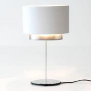 Mattia bordlampe, oval, dobbelt, hvid/sølv