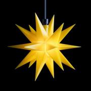 LED-stjerne, ude, 18-takket, Ø 12 cm, batteri, gul