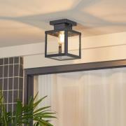 Lindby udendørs loftlampe Mandus, sort, stål, 22 cm