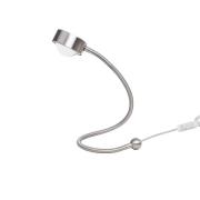 LightMe bordlampe Powerlens Snake, titaniumfarvet, fleksibel arm