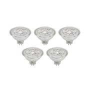 Prios LED-reflektor GU5.3 4.9W 500lm 36° klar 830 sæt med 5 stk