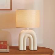 Haze bordlampe, keramik, lampeskærm i tekstil, beige