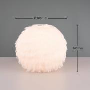 Pelset bordlampe, højde 24 cm, sandfarvet, syntetisk plys