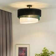 Euluna loftlampe Trio, sort/grøn/hvid, tekstil, Ø 45 cm