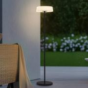 Lindby LED-solcellegulvlampe Samine, sort, metal, dæmpbar